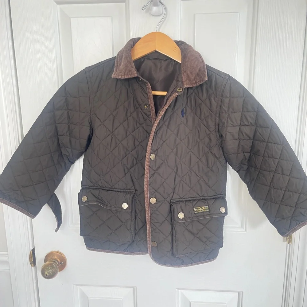 Polo Ralph Lauren Toddler 4-5T Brown Quilted Bomber Barn Zipper Jacket Coat - Picture 5 of 8